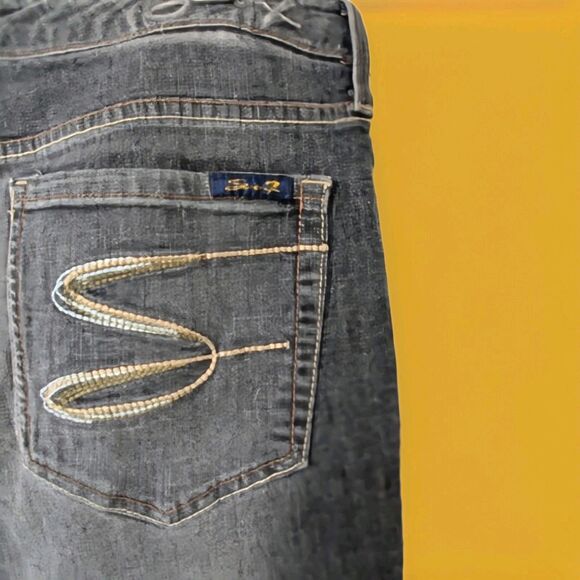 Seven7 Women's Jeans Blue Size 14 Straight Leg Stretch Logo High Rise 28" Denim - Picture 4 of 8